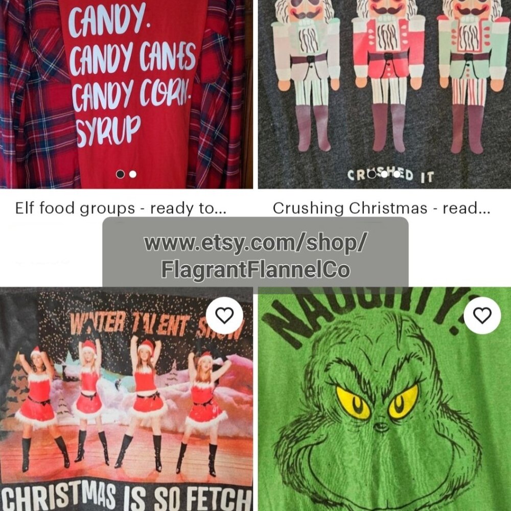 FRIENDS from the North Pole- upcycled flannel/tee combo - Picture 6 of 7